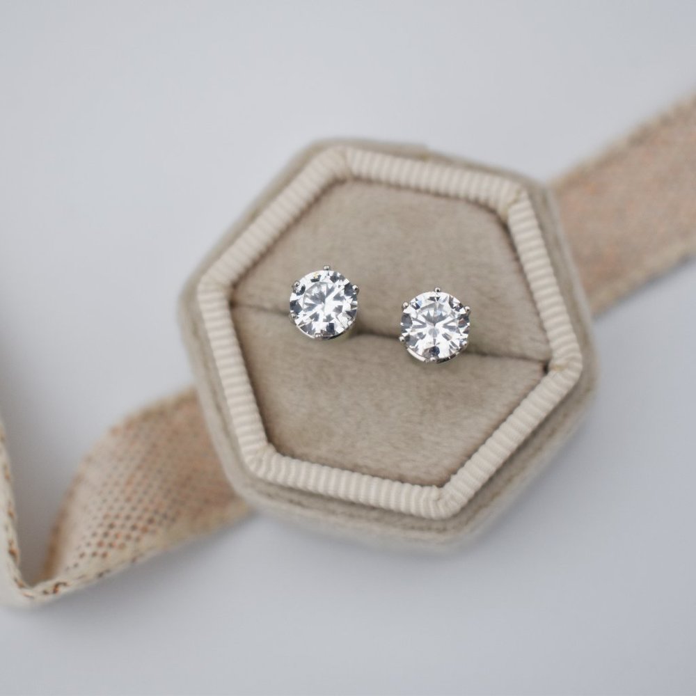 Super Shiny Cz Studs, Basic Casual Stud Earrings,… - image 6